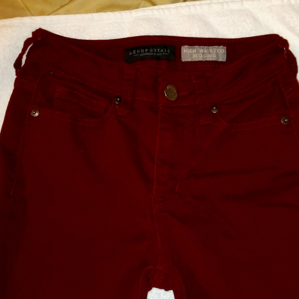 Aeropostale High Waisted Jegging Size 00 Maroon